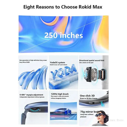 Rokid Max AR 3D Smart Glasses Station Overseas Global Version Micro OLED 215" Max screen FoV Viewing For Video Games